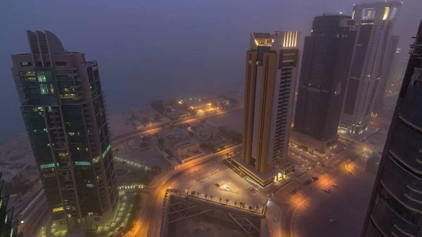 Skyline West Bay Area Top Doha Day Night Transition Timelapse — стокове фото