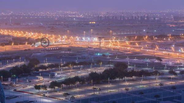 Widok Lotu Ptaka Aspire Zone Góry Dzień Timelapse Doha Ruch — Zdjęcie stockowe
