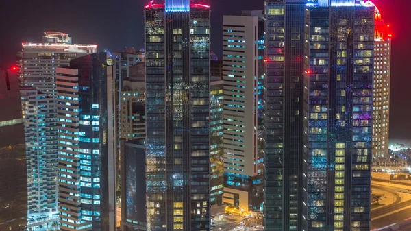 Skyline West Bay Area Top Doha Timelapse Qatar Illuminated Modern — Stock Photo, Image