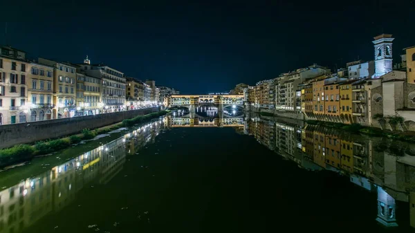 Famoso Ponte Vecchio Ponte Timelapse Sul Fiume Arno Firenze Italia — Foto Stock