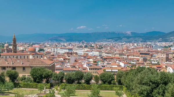 Gyönyörű Táj Idő Felett Panoráma Történelmi Épületek Kilátás Nyílik Firenzei — Stock Fotó