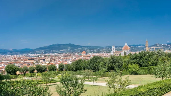 Gyönyörű Táj Idő Felett Panoráma Történelmi Épületek Kilátás Nyílik Firenzei — Stock Fotó