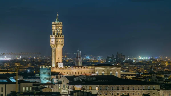 Famosa Torre Arnolfo Del Palazzo Vecchio Timelapse Piazza Della Signoria — Foto de Stock