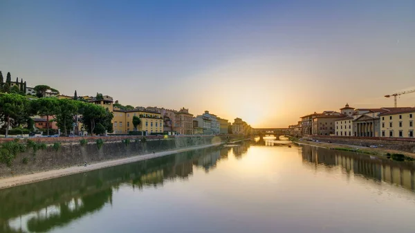 Florence Timelapse Talya Daki Arno Nehri Üzerindeki Florence Ponte Vecchio — Stok fotoğraf