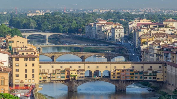 Vue Sur Ponte Vecchio Tôt Matin Timelapse Place Michelangelo Pont — Photo