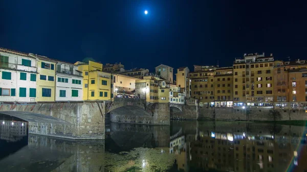 Famous Ponte Vecchio Bridge Timelapse Hyperlapse Arno River Florence Italy — Stock Photo, Image