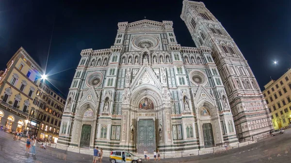 Het Vooraanzicht Van Basilica Santa Maria Del Fiore Nacht Timelapse — Stockfoto