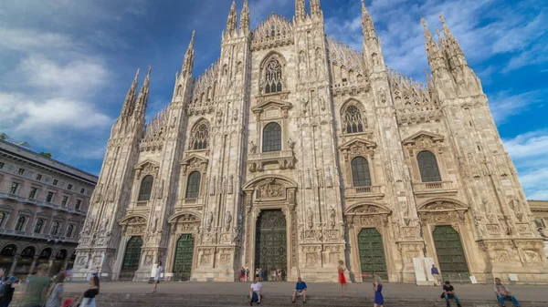 Hiperlapso Temporal Catedral Duomo Pôr Sol Com Sombra Movimento Vista — Fotografia de Stock