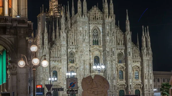 Миланский Собор Освещенный Ночное Время Duomo Milano Готический Собор Милана — стоковое фото