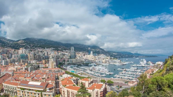 Monte Carlo Città Aerea Panoramica Timelapse Port Hercule Veduta Yacht — Foto Stock