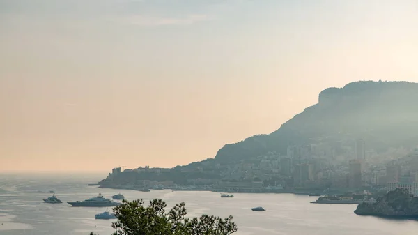 Miejski Timelapse Monte Carlo Monako Podczas Letniego Zachodu Słońca Promienie — Zdjęcie stockowe
