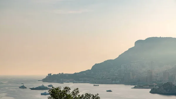 Miejski Timelapse Monte Carlo Monako Podczas Letniego Zachodu Słońca Promienie — Zdjęcie stockowe