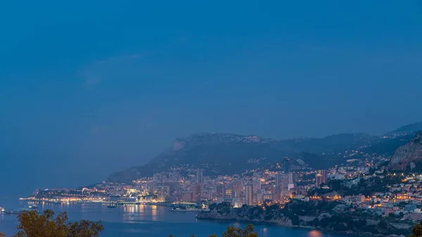 Cityscape Monte Carlo Noc Dnia Przejściowego Timelapse Monako Przed Wschodem — Zdjęcie stockowe