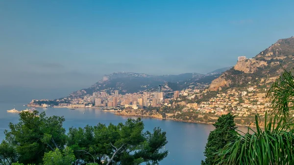 Pejzaż Monte Carlo Porannym Ciepłym Światłem Timelapse Monako Letnim Wschodzie — Zdjęcie stockowe