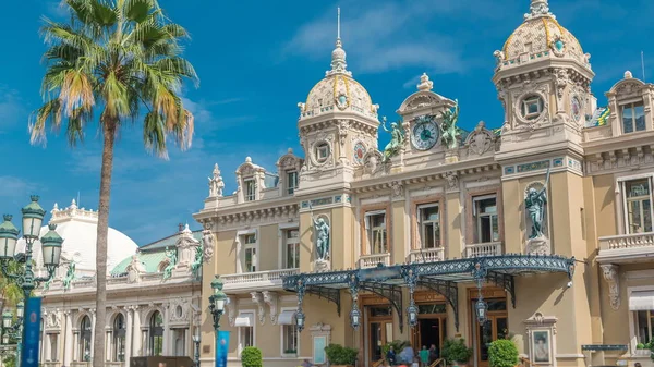 Grand Casino Monte Carlo Timelapse Mônaco Edifício Histórico Vista Frontal — Fotografia de Stock