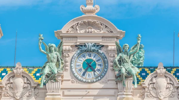 Details Clock Top 19Th Century Baroque Style Palace Monte Carlo — Stock Photo, Image