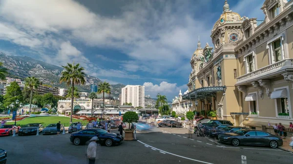 Grand Casino Monte Carlo Timelapse Monaco Historical Building Parking Front — Stock Photo, Image