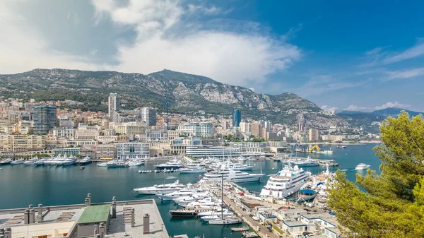 Panorama Monte Carlo Lotu Ptaka Widok Luksusowych Jachtów Łodzi Zabytkowych — Zdjęcie stockowe