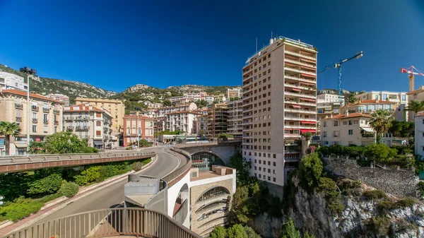 Stazione Ferroviaria Monte Carlo Gare Monaco Timelapse Con Traffico Strada — Foto Stock