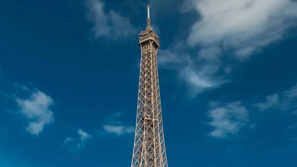 Timelapse Torre Eiffel Aterro Rio Sena Paris Estação Navios Barcos — Fotografia de Stock
