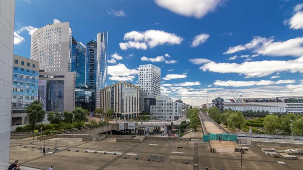 Wolkenkrabbers Van Defensie Timelapse Hyperlapse Moderne Zakelijke Financiële Wijk Parijs — Stockfoto