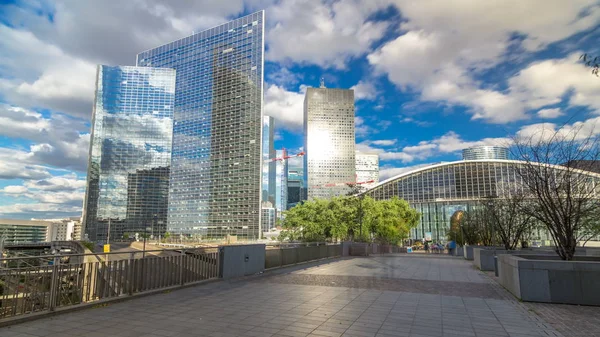 Wolkenkrabbers Van Defensie Timelapse Hyperlapse Moderne Zakelijke Financiële District Parijs — Stockfoto