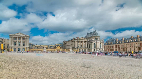 Cabeça Entrada Principal Timelapse Com Turistas Palácio Versalhes Versalhes França — Fotografia de Stock