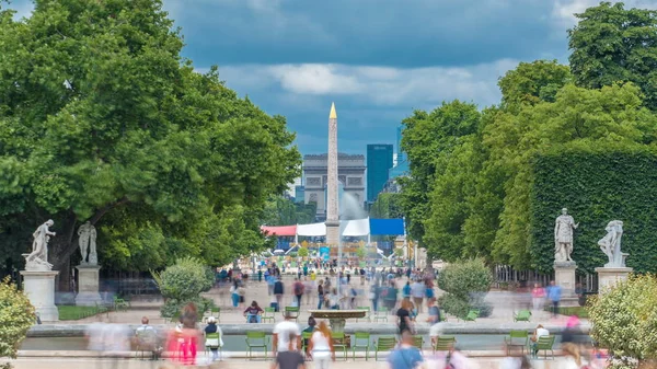 Tuileries Sarayı Açık Hava Parkı Louvre Müzesi Timelapse Insanlar Rahatlatıcı — Stok fotoğraf