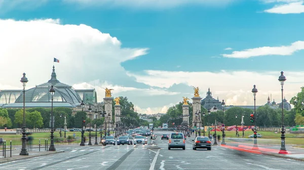 Blick Auf Die Avenue Marechal Gallieni Mit Zeitraffer Des Verkehrs — Stockfoto