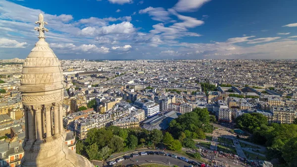 Panorama Van Parijs Timelapse Frankrijk Bovenaanzicht Van Heilig Hart Basiliek — Stockfoto