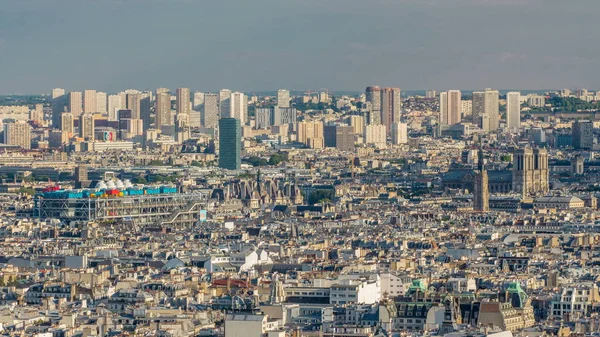 Панорама Парижа Timelapse Нотр Дам Париж Франція Вид Зверху Від — стокове фото