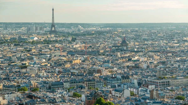 Панорама Timelapse Парижа Ейфелевої Вежі Франції Вид Зверху Від Священне — стокове фото
