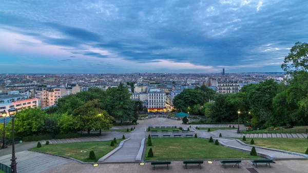 Montmartre Dan Güzel Paris Şehir Manzarası Geçiş Zamanı Üst Bakış — Stok fotoğraf