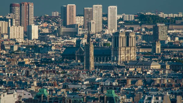 Panorama Parigi Timelapse Con Notre Dame Paris Francia Vista Dall — Foto Stock