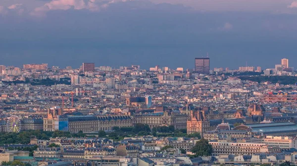 Vista Aérea Horizonte Grande Cidade Com Parque Tuileries Pôr Sol — Fotografia de Stock