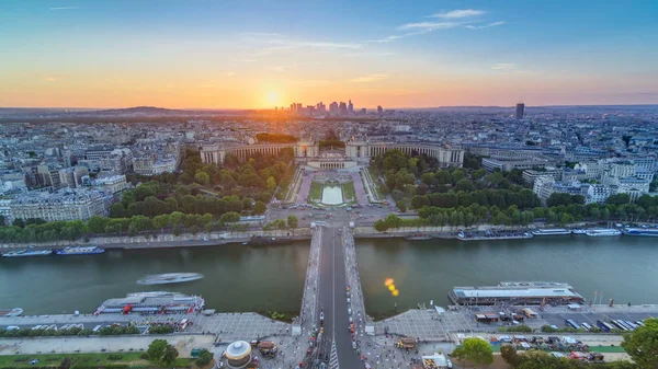 Sonnenuntergang Über Dem Trocadero Zeitraffer Mit Dem Palais Chaillot Vom — Stockfoto