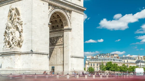 Arc Triomphe Zafer Takı Yıldız Timelapse Paris Champs Elyseees Batı — Stok fotoğraf