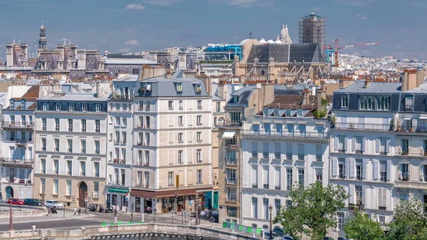 Panorama della timelapse di Parigi. Vista dal Arab World Institute Institut du Monde Arabe edificio. Francia. — Foto Stock