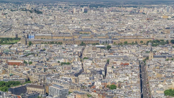 Paris Yukarıdaki Ufuk Çizgisi Zaman Çizelgesinden Görünüyor Louvre Müzesi Ile — Stok fotoğraf