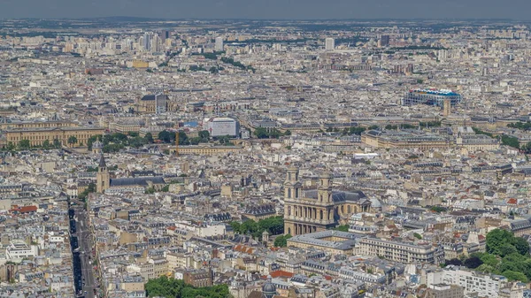 Bovenaanzicht Van Skyline Van Parijs Van Boven Timelapse Belangrijkste Bezienswaardigheden — Stockfoto