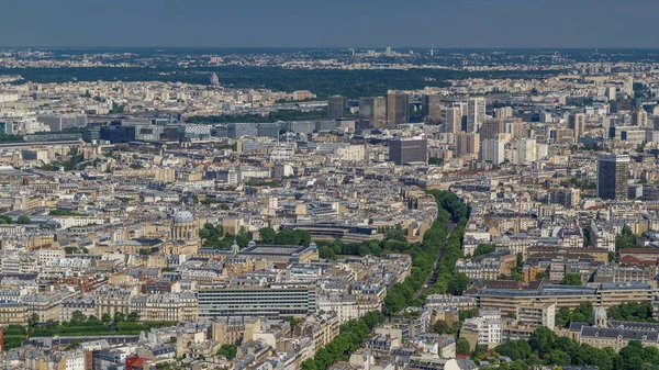 Bovenaanzicht Van Skyline Van Parijs Van Boven Timelapse Belangrijkste Bezienswaardigheden — Stockfoto