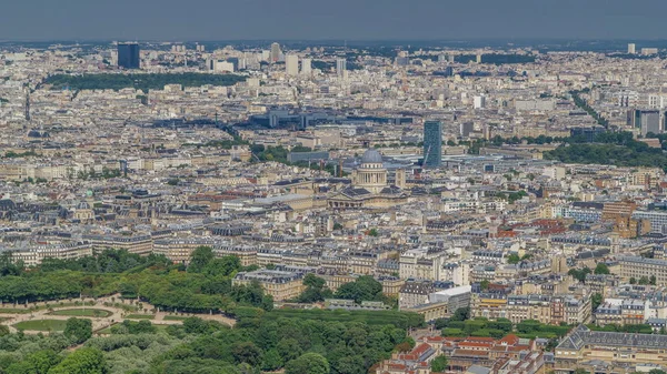 Bovenaanzicht Van Skyline Van Parijs Van Boven Timelapse Belangrijkste Bezienswaardigheden — Stockfoto