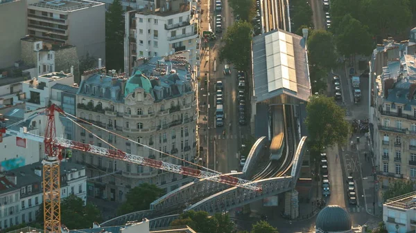 Ovanifrån Över Paris Stadssilhuett Från Ovan Timelapse Huvudsakliga Sevärdheter Europeiska — Stockfoto