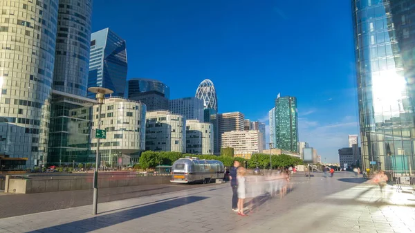 Skyscrapers Defense Timelapse Hyperlapse Сучасний Бізнес Житловий Район Околицях Парижа — стокове фото