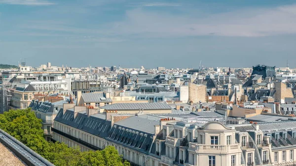 Cityscape Vista Sobre Belos Edifícios Timelapse Galeria Lafayette Terraço Paris — Fotografia de Stock