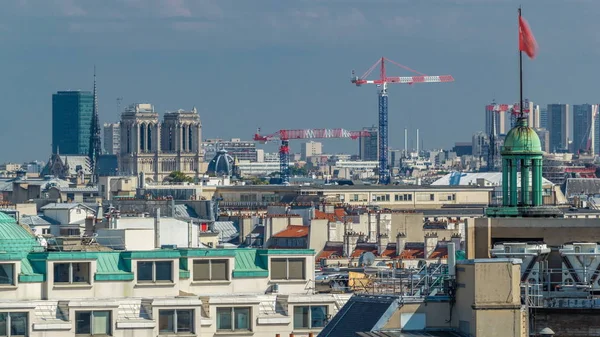 Notre Dame Paris Timelapse Lafayette Teras Paris Galerisinden Güzel Binalarla — Stok fotoğraf