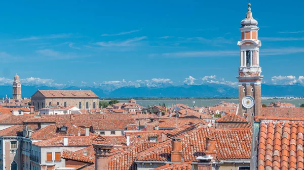 Veduta Panoramica Sui Tetti Rossi Venezia Timelapse Italia Visto Dal — Foto Stock