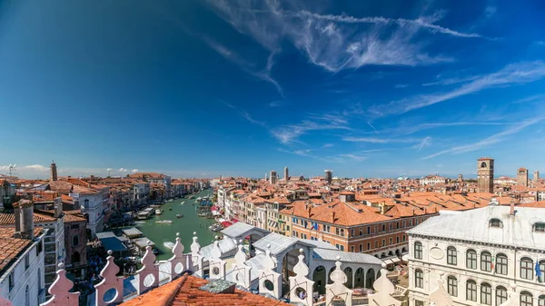 Vista Superior Canal Central Ocupado Venecia Timelapse Ambos Lados Obras — Foto de Stock