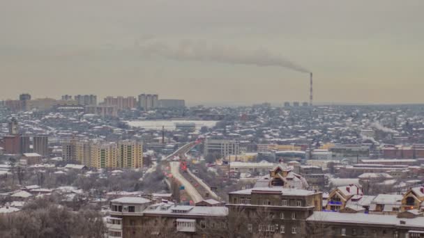 Kharkiv cidade de cima timelapse no inverno. Ucrânia . — Vídeo de Stock