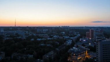 Gündoğumu timelapse adlı Kharkiv Şehir yukarıdan. Ukrayna.